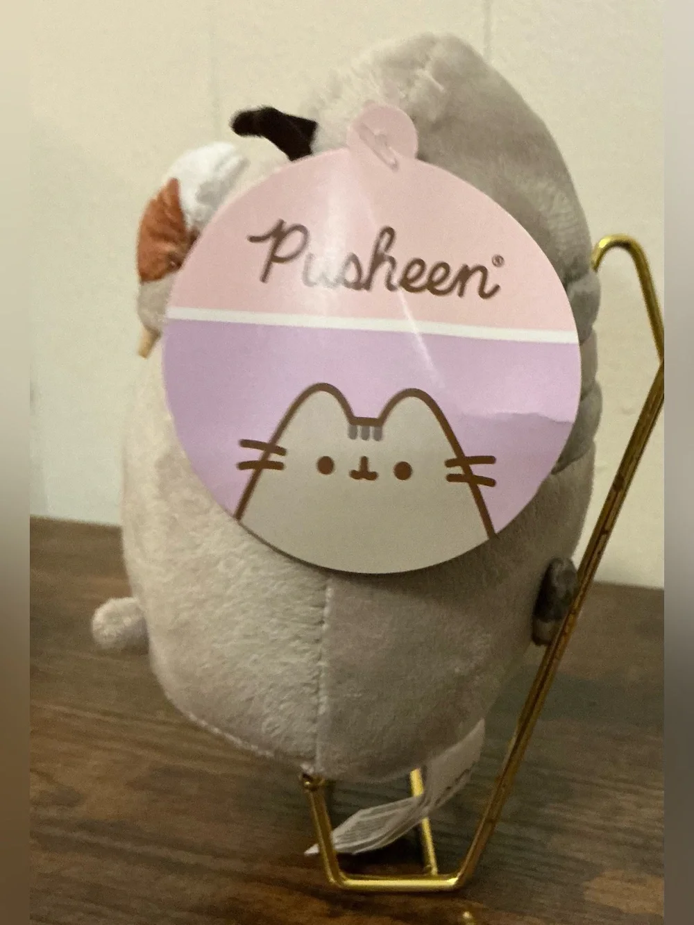 A NWT Pusheen the Cat holding a small ice cream cone Stuffed Animal Plush Toy